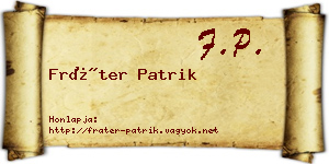 Fráter Patrik névjegykártya